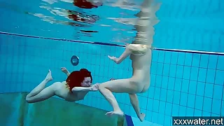Hot Russian girls swimming in the pool